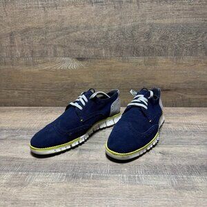 Cole Haan Zerogrand Deconstructed Wingtip Blue Suede Shoes Men's Size 10